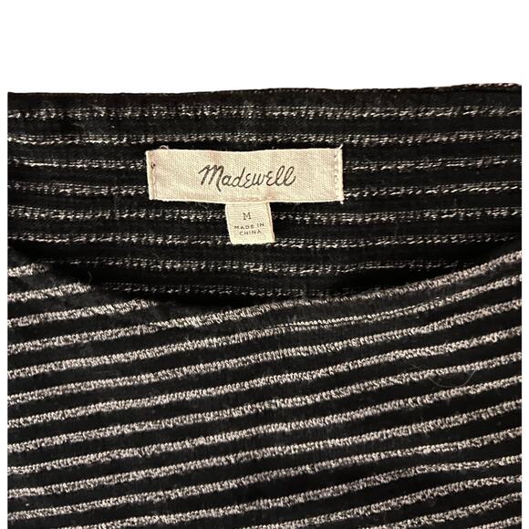 Madewell Black Striped Crossover Tank 100% Cotton Medium Minimalist Casual EUC - Picture 4 of 10